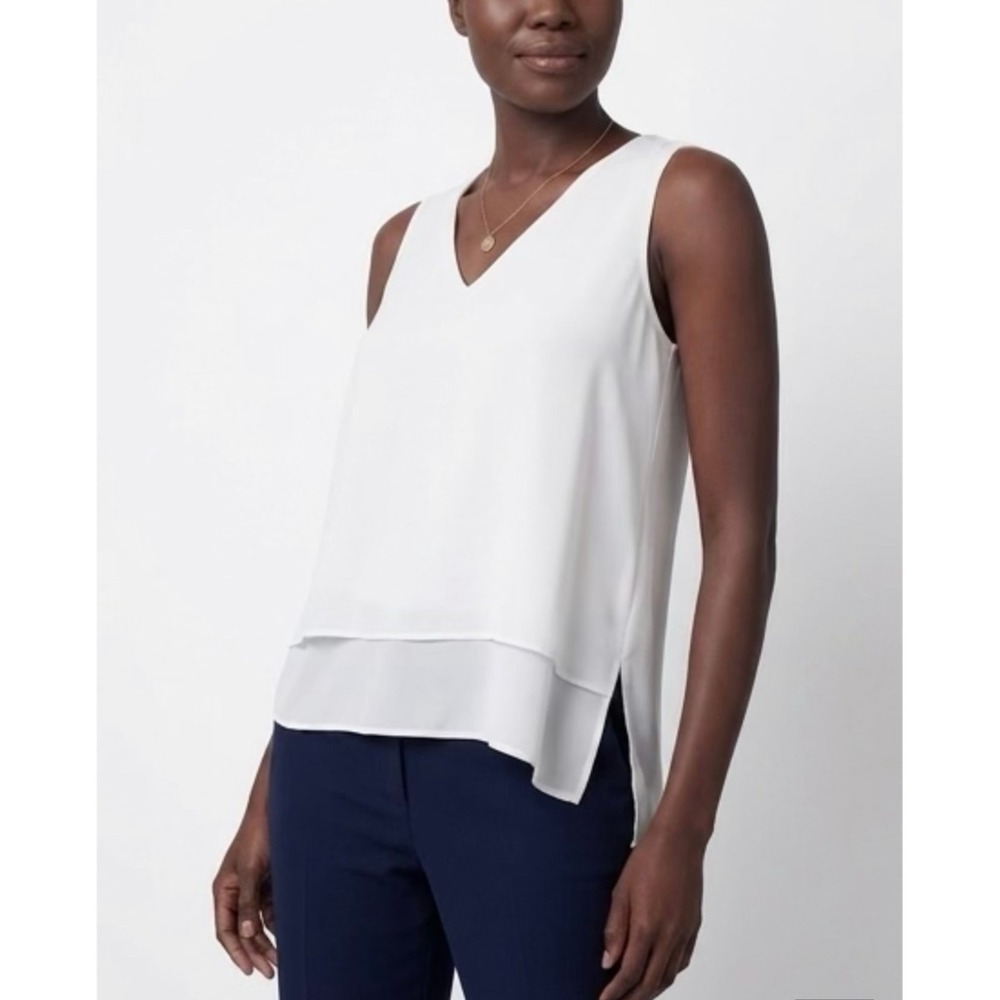 New With Tags Michael Kors Women's White Sleeveless V-Neck Layered Blouse Top S